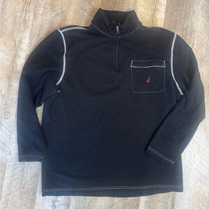 Men’s Nautica XL long sleeve black quarter-zip w/red stitched logo, like new